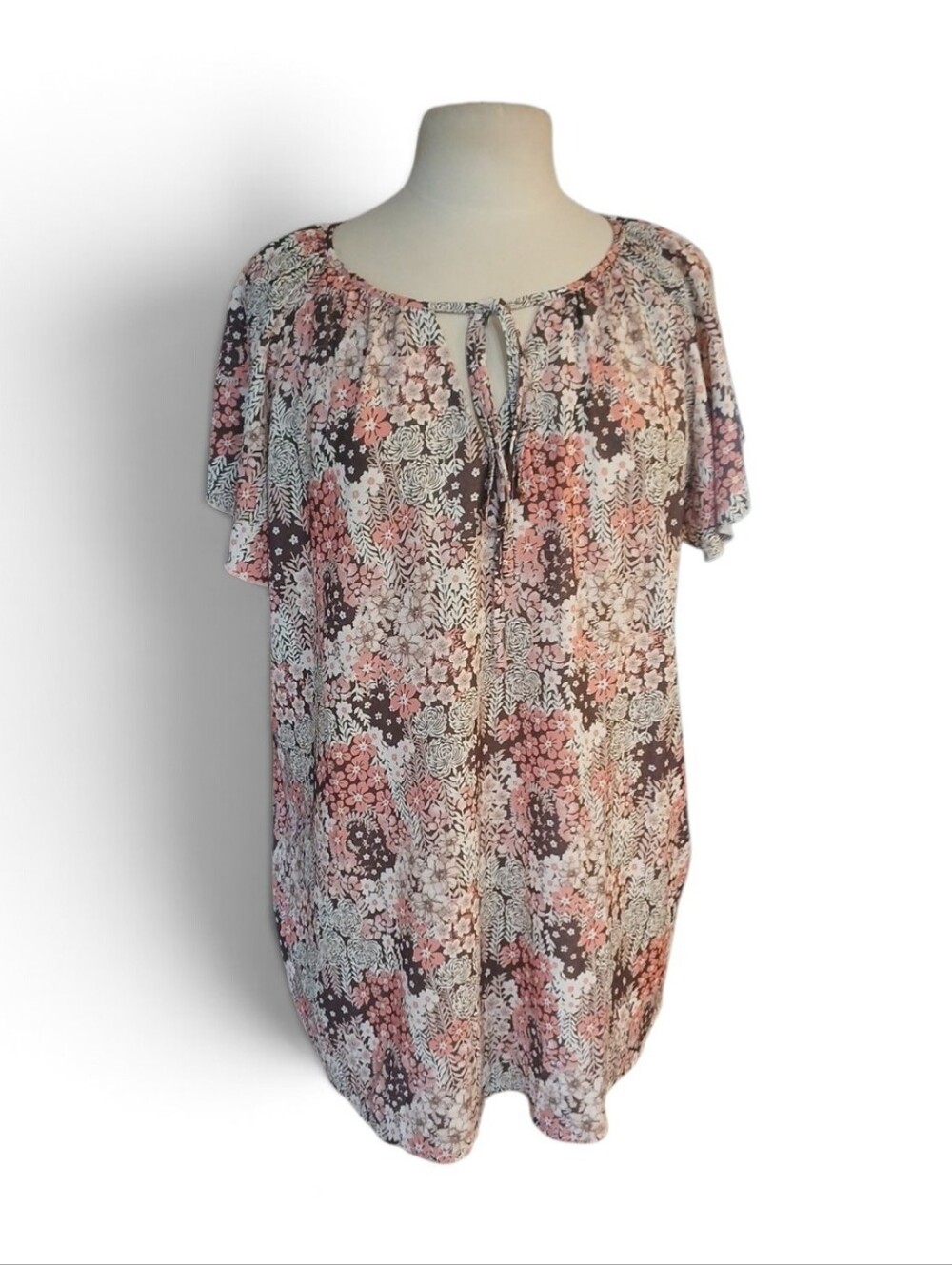 SimpleFun Floral Short Sleeve Pull-Over Blouse